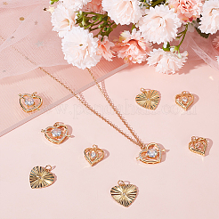 9Pcs 3 Style Brass Micro Pave Clear Cubic Zirconia Pendants&nbsp;ZIRC-BBC0002-13