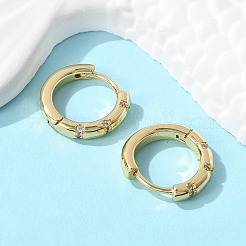 Sparkling Cubic Zirconia Huggie Hoop Earrings for Girl Women&nbsp;EJEW-H126-15G