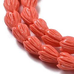 合成サンゴビーズ連売り  染め  花  鮭色  8~9x6.5~7.5x7~8mm  穴：0.7mm  約45個/連  14.57''~14.76''（37~37.5センチメートル）&nbsp;G-Q1007-01C-01