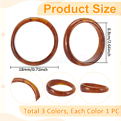 3色のアクリルバングル3個  模造大理石のバングル  ミックスカラー  内径：2-5/8インチ（6.8cm）  1pc /カラー&nbsp;BJEW-UN0001-72C