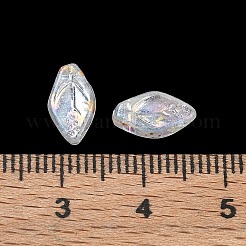 UVメッキ透明アクリルビーズ  虹色の  葉  グリッターパウダー付き  ミックスカラー  10.5x6x3mm  穴：1.5mm&nbsp;AC-CBA81FF-08