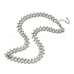 304ステンレススチールボールタッセルキューバンリンクチェーンネックレス  変色しない  ステンレス鋼色  14.76インチ（37.5cm）&nbsp;NJEW-K249-22P