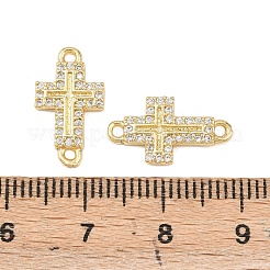 Cross Brass Micro Pave Clear Cubic Zirconia Connector Charms&nbsp;KK-P339-04G