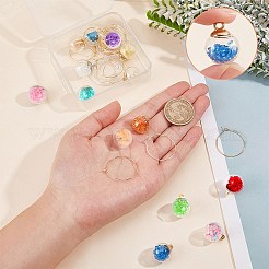 ワイングラスチャームのDIYキット  ラインストーン付きガラスグローブペンダント15個を含む  真鍮製ワイングラスチャームリング20個。  ミックスカラー  ペンダント：19.5~21x15.5~16mm  リング：25x0.8mm&nbsp;DIY-SC0019-94