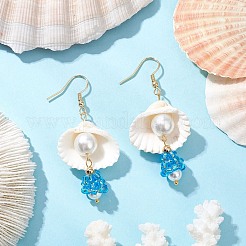 5Pair Shell Glass Dangle Earrings&nbsp;EJEW-MZ00424