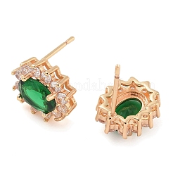 Rack Plating Brass Clear Cubic Zirconia & Glass Stud Earrings&nbsp;EJEW-M090-11G-01