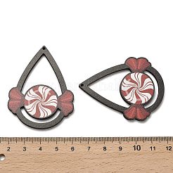 ウッドペンダント  ティアドロップ  クリスマステーマのチャーム  キャンディ  54.5x42x2.5mm  穴：1.6mm&nbsp;WOOD-Z003-04A