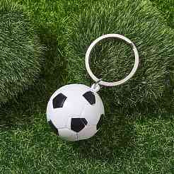 ABS プラスチックスポーツボールテーマペンダントキーホルダー  鉄のスプリットキーリング付き  サッカー  6.1cm  ペンダント：35.5x32x32mm&nbsp;KEYC-JKC00659-02