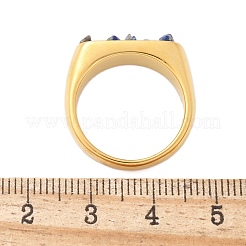 長方形の天然ラピスラズリチップの指輪  304ステンレスリング  18KGP本金メッキ  6mm  内径：17.2mm&nbsp;RJEW-D303-02G-03