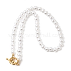 8MM White Round Plastic Pearl Beaded Necklaces for Women&nbsp;NJEW-L469-01G