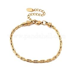 女性用304ステンレススチールアズキチェーンブレスレット  イオンプレーティング（ip）  長持ちメッキ  18KGP本金メッキ  6.69インチ（17cm）  幅3mm&nbsp;BJEW-A158-02B-G