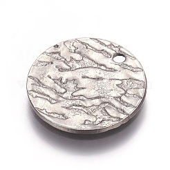 変色しにくいステンレスペンダント  フラットラウンド  ステンレス鋼色  15x1mm  穴：1.5mm&nbsp;STAS-I098-04-P