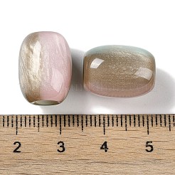 トリプルカラー樹脂ヨーロピアンビーズ  大穴ビーズ  模造キャットアイ  バレル  ミックスカラー  16x12mm  穴：5.2mm&nbsp;X-RESI-F055-13