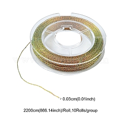 10 ロール 3 層メタリックポリエステル糸  ラウンド  刺繍やジュエリー作りに  カラフル  0.3mm  約24ヤード（22m）/ロール  10のロール/グループ&nbsp;MCOR-YW0001-03A