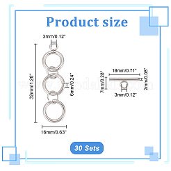 304ステンレススチールトグル留め具  オープン丸カン付き  ステンレス鋼色  リング：32x16x6mm  穴：3mm  バー：18x7x2mm  穴：3mm  丸カン：12x2ミリ  内径：8mm。&nbsp;DIY-AB00003