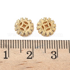真鍮製マイクロパヴェキュービックジルコニアビーズ  フラットラウンド  18KGP本金メッキ  8.5x2.5mm  穴：1.5x1.5mm&nbsp;KK-S350-15G