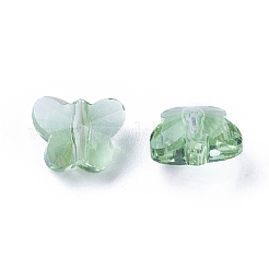 透明ガラスビーズ  多面カット  蝶  ミディアムアクアマリン  6.5x8x5.5mm  穴：1mm&nbsp;GLAA-P037-02B-27