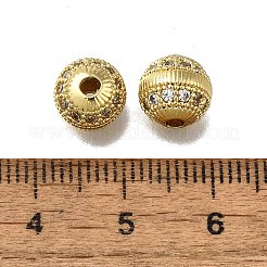 Brass Micro Pave Clear Cubic Zirconia Beads&nbsp;ZIRC-I070-038G