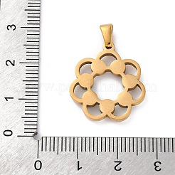 304ステンレスペンダント  カラフルなラインストーン付き  フラワーチャームイオンプレーティング(IP)  ゴールドカラー  22x20x3mm  穴：4.5x3.5mm&nbsp;STAS-L280-01G-02