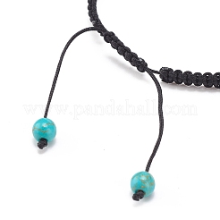2Pcs 2 Color Synthetic Turquoise(Dyed) Tortoise & Magnesite & Ocean White Jade(Dyed) Braided Bead Bracelets Set&nbsp;BJEW-JB08380