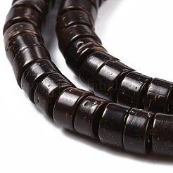ココナッツビーズ連売り  ヒシビーズ  フラットラウンド  ココナッツブラウン  5x3mm  穴：1mm  約111個/連  12.99''（33センチメートル）&nbsp;COCB-D0002-11