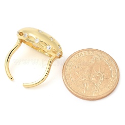 真鍮マイクロペーブクリアキュービックジルコニアカフリング  女性用オーバルリング  ゴールドカラー  23.5x17.5mm  内径：17mm&nbsp;LS-RJEW-M029-04G