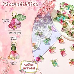 50Pcs 5 Colors Glass Charms&nbsp;FIND-CJ0001-15