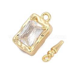 Brass Micro Pave Clear Cubic Zirconia Box Clasps&nbsp;KK-P291-40G
