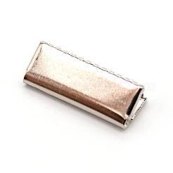 真鍮製カシメリボン止めエンドパーツ  圧着端のパーツ  長方形  プラチナ  8x21mm&nbsp;KK-WH0044-03P