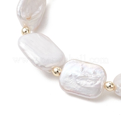 Natural Nucleated Baroque Keshi Pearl & Non-magnetic Synthetic Hematite Beaded Stretch Bracelets for Women&nbsp;BJEW-JB13560-02