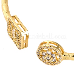 Rack Plating Brass Micro Pave Cubic Zirconia Cuff Bracelets for Women&nbsp;BJEW-M040-02G