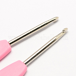 プラスチック製のハンドル亜鉛合金かぎ針編みのフック針  ピンク  ピン：2.5mm  143x16x5.5mm&nbsp;TOOL-R037-2.5mm