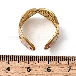 304ステンレススチールエナメルオープンカフリング  女性用ワイドバンドリング  ゴールドカラー  調整可能; 13mm&nbsp;RJEW-L335-02C-G