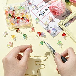 60 個 15 スタイルのガラスペンダント  きのこチャーム  18KGP本金メッキ真鍮製パーツとともに  ミックスカラー  20mm  穴：2mm  4個/スタイル&nbsp;PALLOY-CJ00095
