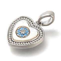 Brass Micro Pave Cubic Zirconia and Shell Pendants&nbsp;KK-K388-77P-02