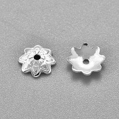 201ステンレススチールビーズキャップ  花  マルチ花弁  銀  7x1.5mm  穴：1mm&nbsp;STAS-F040-31-S