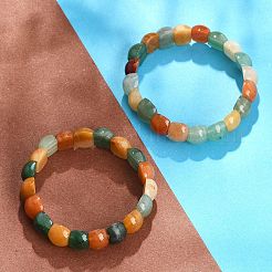 Natural Multi-Color Agate Beaded Stretch Bracelets for Women Men&nbsp;BJEW-M049-10B