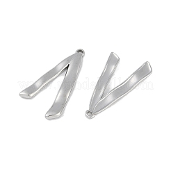 変色しない304ステンレススチールペンダント  文字Vのチャーム  ステンレス鋼色  31.5x17x2mm  穴：1.4mm&nbsp;STAS-C106-01P