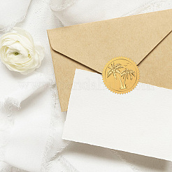 プラスチック製の粘着式金箔エンボスステッカー  メダル装飾ステッカー  ココヤシの木  5x5cm&nbsp;DIY-WH0575-058
