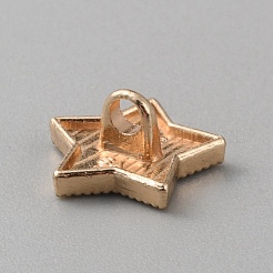1穴合金ラインストーンシャンクボタン  スター  ライトゴールド  14x6.5mm  穴：2.4mm&nbsp;BUTT-WH0020-33KCG