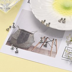 変色しにくい201ステンレススチール製バーベル軟骨ピアス  スクリューバックイヤリング  304ステンレスピン付き  ハート  ステンレス鋼色  6x8x2mm  ピン：1mm&nbsp;EJEW-R147-34