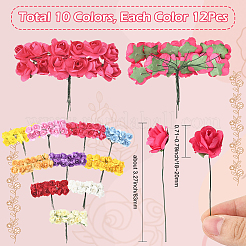 120色の紙製造バラの花10個  DIY 工芸品ホームフェスティバル装飾パーティーの装飾  ミックスカラー  83x18x9mm  12個/カラー&nbsp;DIY-SP0005-83