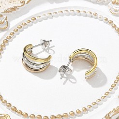 304ステンレススチール製トリプルC型スタッドピアス（女性用）  316サージカルステンレススチール製耳ピン付き  イオンプレーティング（ip）  ミックスカラー  13.5x18x9~10mm&nbsp;EJEW-C096-68M-01