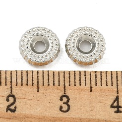 Ccbプラスチックスペーサービーズ  テクスチャディスク  プラチナ  8x2.5mm  穴：2mm&nbsp;CCB-L014-05P
