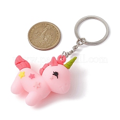 2Pcs 2 Colors Cartoon Unicorn PVC Plastic Keychain&nbsp;KEYC-JKC00676