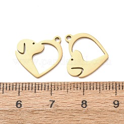 ステンレスペンダント201個  犬のチャーム付きハート  18KGP本金メッキ  15.5x14.5x1mm  穴：1.4mm&nbsp;STAS-F368-03A-G