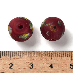 手作りつや消しランプワークビーズ  ラウンド  暗赤色  11.5~12.5mm  穴：2~2.5mm&nbsp;LAMP-C016-04C-01
