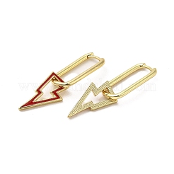 Lightning Bolt Real 18K Gold Plated Brass Dangle Hoop Earrings&nbsp;EJEW-L268-018G-03