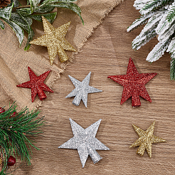 12Pcs 6 Styles Glitter Resin Christmas Treetop Star Ornament&nbsp;DIY-DR0002-20