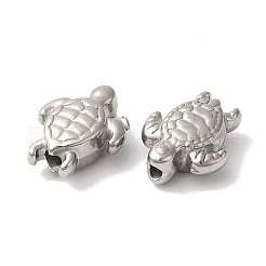 変色しない304ステンレススチールビーズ  カメ  ステンレス鋼色  11x9x4mm  穴：1mm&nbsp;STAS-I305-172P